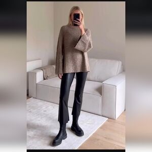 Commando Vegan Leather Cropped Flare Legging Size XS Raw Hem